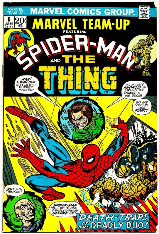 MARVEL TEAM-UP #6 (Jan1973) 8.0 VF  SPIDER-MAN & THE THING! Gil Kane!