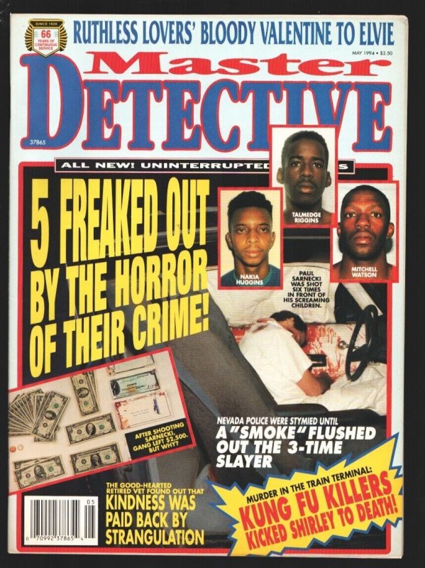 Master Detective 5/1994-Bloody murder victim photo cover-Bloody Valentine- Ki...