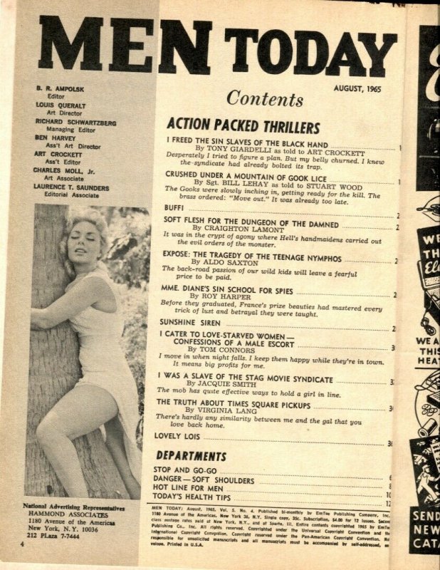 Men Today August 1965- wild whipping cover- Stag Movie Syndicate
