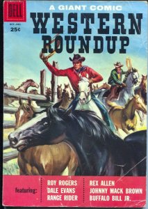 Western Roundup #20 1957-Dell-photo cover-Roy Rogers-Rex Allen-Bill Elliott-VG