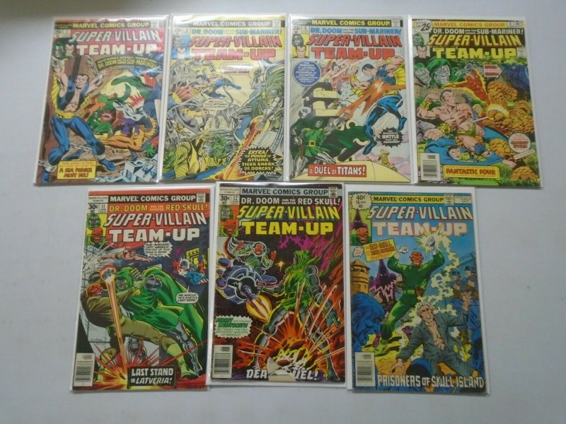 Super-Villain Team-Up lot 7 different from #2-16 avg 5.0 VG FN (1975-79)