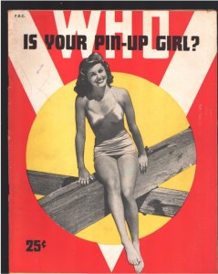 Who Is Your Pin-Up Girl? 8/1944-Esther Williams swimsuit cover-Barbara Stanwyck