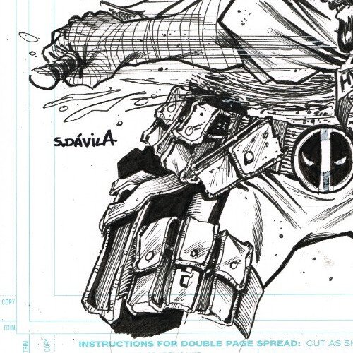 Arte de capa original Sergio Davila Deadpool #5 Marvel Death Grip publicada-
