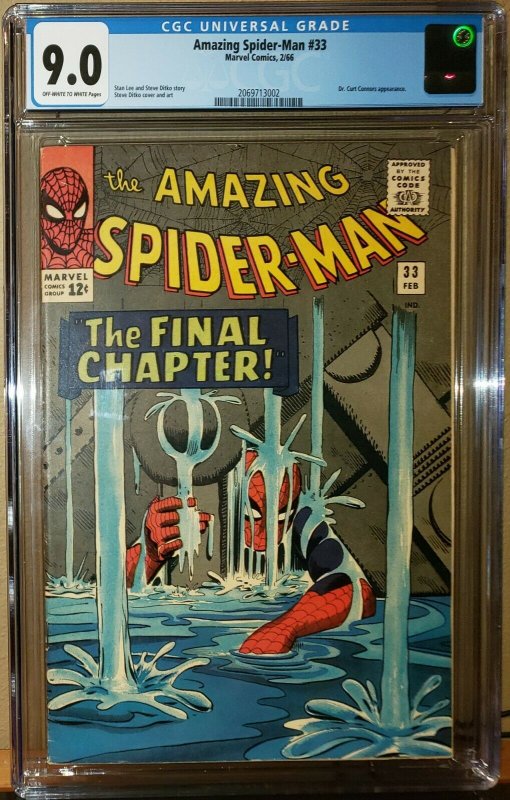 Amazing Spider-Man #33 (Marvel 1966) Ditko Cover CGC 9.0 VF/NM High Grade Silver