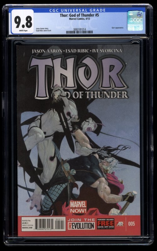 Thor God of Thunder #5 CGC NM/M 9.8 White Pages Gorr the God Butcher!