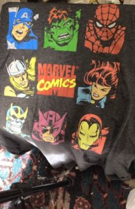 Classic Marvel official heroes T-shirt pre-faded. Hulk Spidey Thanos black widow