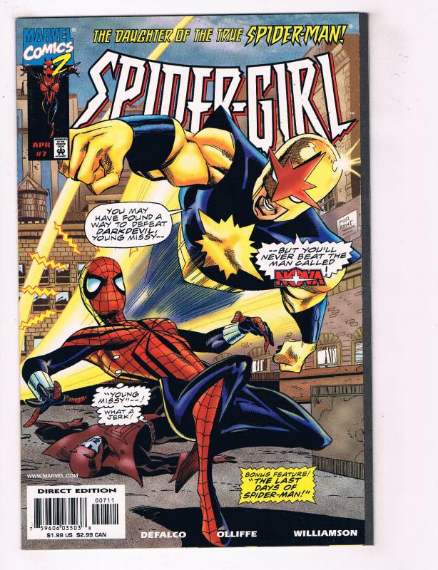 Spider-Girl #7 FN Marvel Comic Book Defalco Spider-Man Nova April 1998 DE34