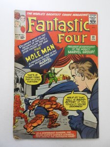 Fantastic Four #22 (1964) GD/VG Condition 1 1/2 in cumulative spine split