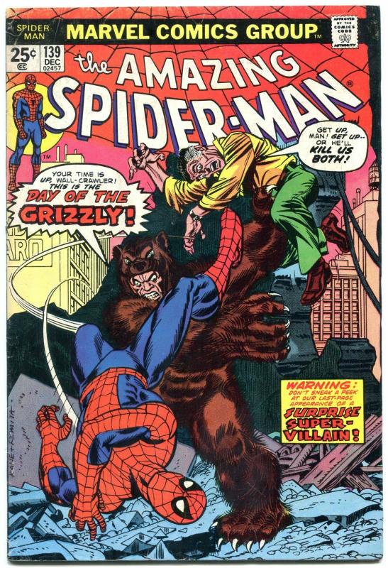 AMAZING SPIDER-MAN #139 1974-MARVEL COMICS-GRIZZLY- vg