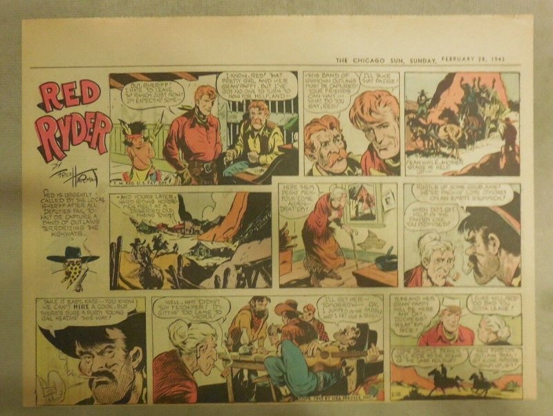 Red Ryder Sunday Page by Fred Harman from 2/28/1943 Half Page Size!