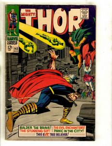 Thor # 143 FN- Marvel Comic Book Loki Odin Sif Avengers Hulk Iron Man GK4