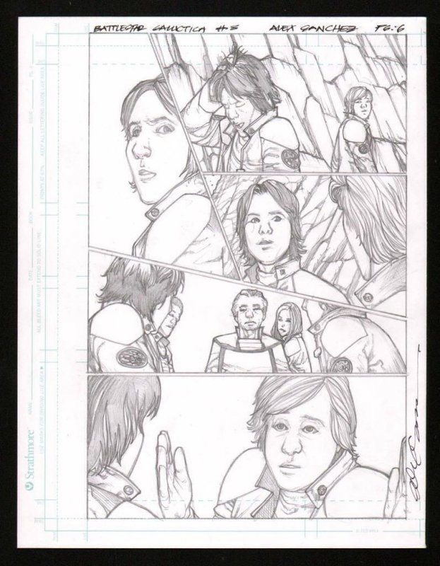 Battlestar Galactica #3 pg 6 Original Pencil art  ALEX SANCHEZ Nice page 