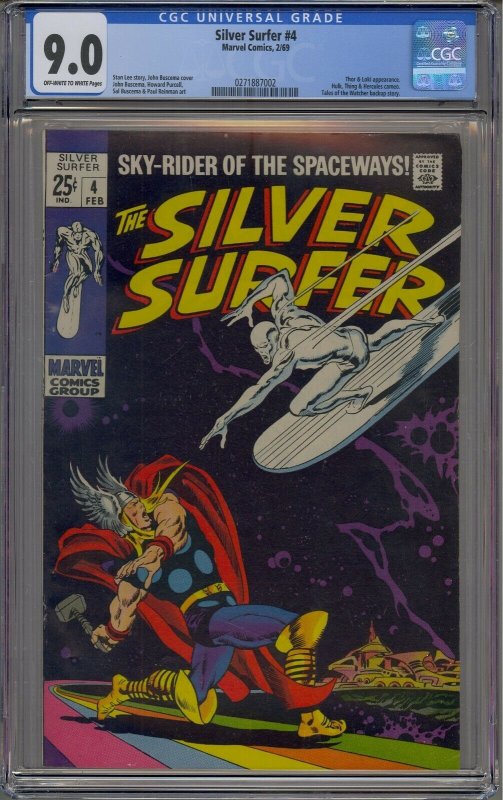 SILVER SURFER #4 CGC 9.0 THOR VS SILVER SURFER COVER