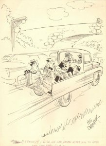 Carpool in Pick up Truck - 1965 Humorama gag art by Don Orehek