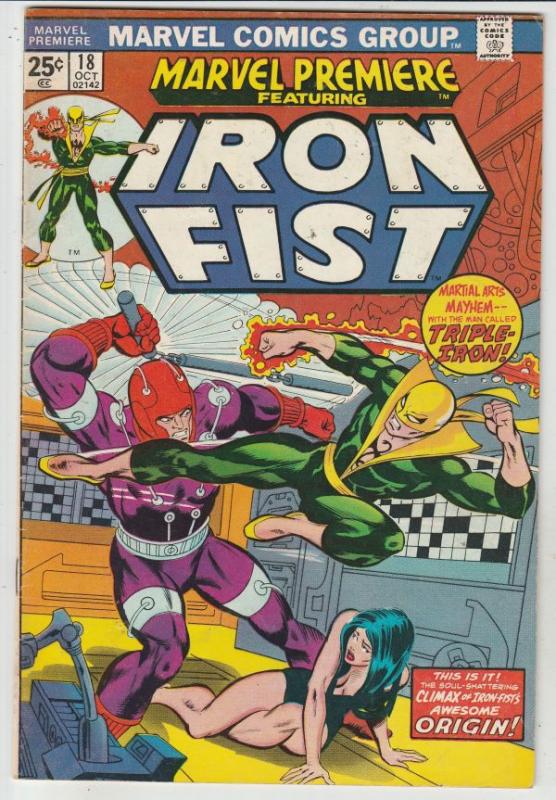 Marvel Premier #18 (Aug-74) VF+ High-Grade Iron Fist