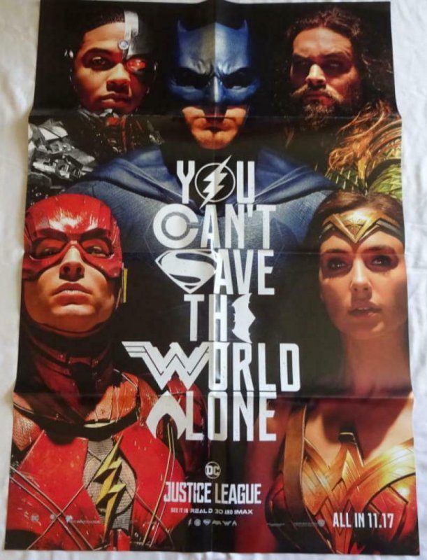 JUSTICE LEAGUE DOUBLE SIDED Promo Poster , 27 x 39,  2017, DC,  Unused 101