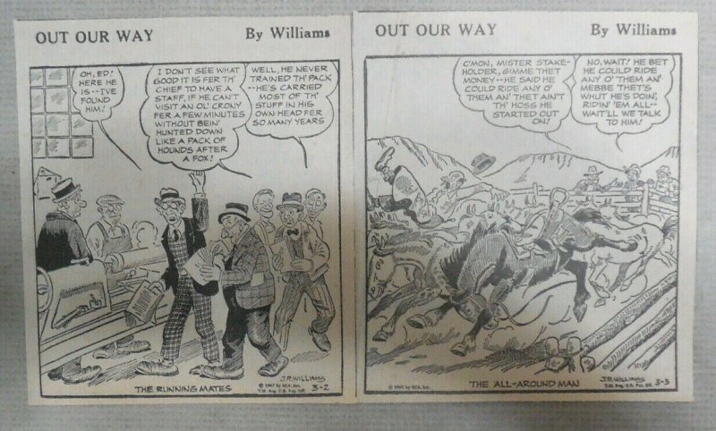 (67) Out Our Way by JR Williams Dailies from 3-5, 1962 Size: 4 x 4.5 inches