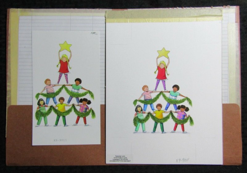 CHILDREN OF THE WORLD Christmas Pyramid Star 9x12 Greeting Card #X9011 w/ Proof