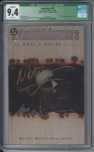 ? SANDMAN 10 CGC 9.4 NM Signed Neil Gaiman AND Dave McKean The Doll's House ?