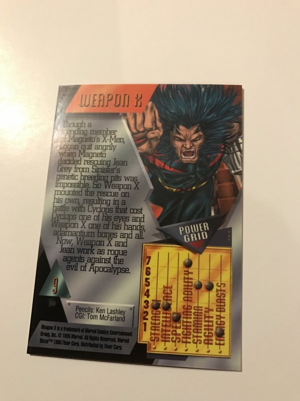 WEAPON X #9 card : Marvel Metal 1995 Fleer Chromium; NM/M X-Men Wolverine, base