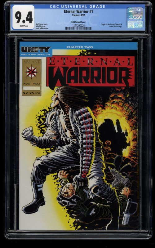 Eternal Warrior (1992) #1 CGC NM 9.4 White Pages Gold Variant Origin Issue!