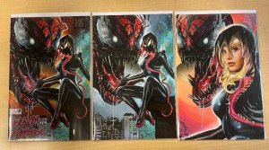 Gwenom vs Carnage #1 Greg Horn 3 Book Variant Cover Set Trade Virgin & Secret