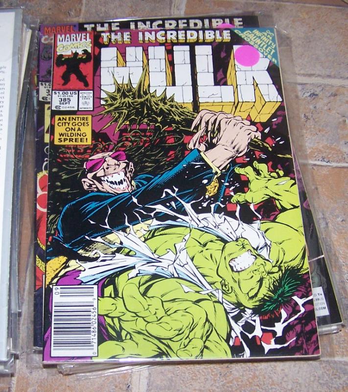 Incredible Hulk # 385 marvel 1991  THANOS INFINITY GAUNTLET CROSSOVER