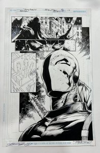 Tony Daniel Original Art Batman 86 Page 10 Danny Miki Inks Deathstroke Splash