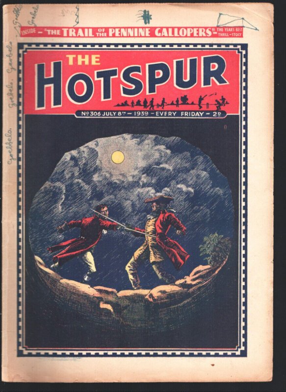 PULP:  Hotspur #306 7/8/1939-D.C. Thompson--Sword fight cover-British story p...