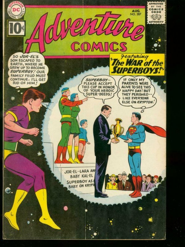 ADVENTURE COMICS #287 1961 DC SUPERBOY ORIGIN BIZARRO VG