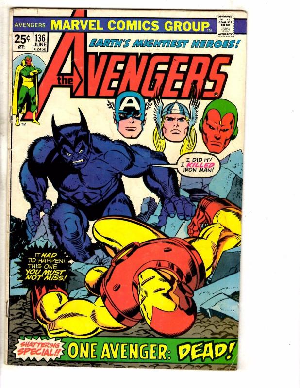 Lot Of 2 Avengers Marvel Comic Books # 135 VF 136 VG Hulk Thor Wasp J233