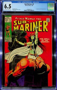 Sub-Mariner #9 (1969) - CGC 6.5- Cert#4546892019