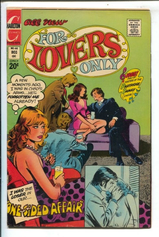 For Lovers Only #68 1972-Charlton-Partridge Family poster-One-Sided Affair-VG/FN