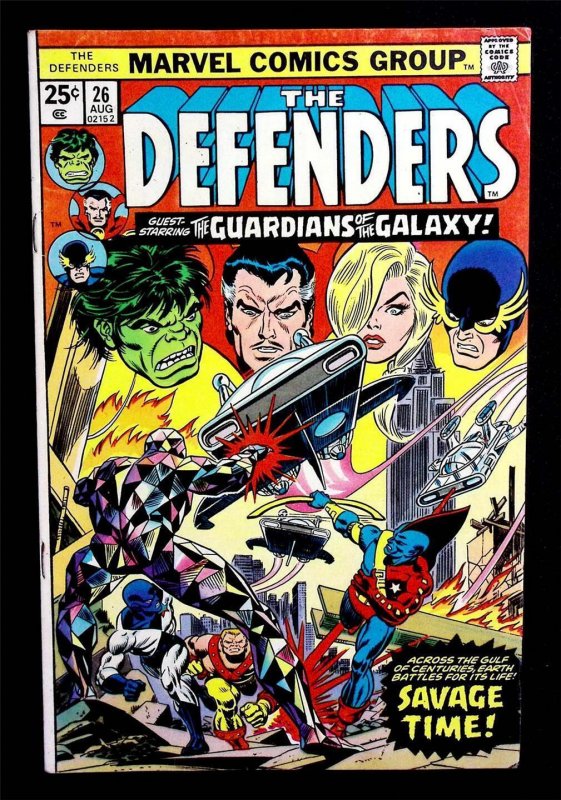 DEFENDERS #26 Aug 1975 Valkyrie Dr Strange Hulk-early Guardians of the Galaxy