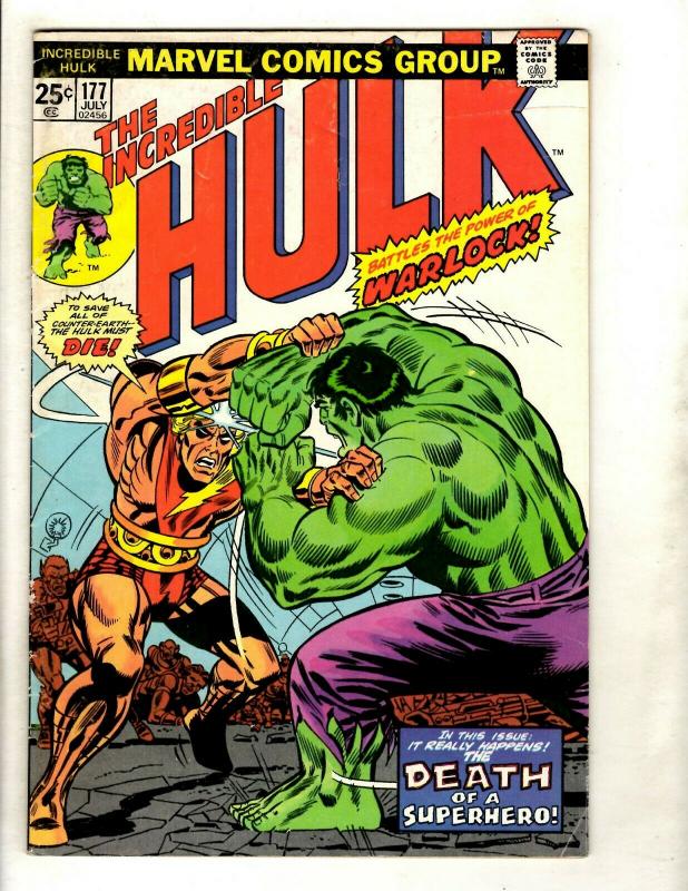 7 Incredible Hulk Marvel Comic Books # 173 174 175 177 178 179 184 Warlock GK3