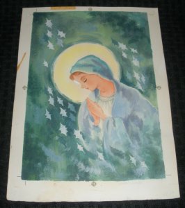 CHRISTMAS Mother Mary Praying w/ Halo 9x12.5 Greeting Card Art #25-22