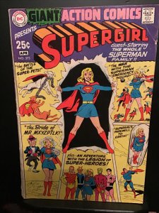 Action Comics #373 (1969) all Supergirl giant-size key! Mid-grade beauty FN Wow