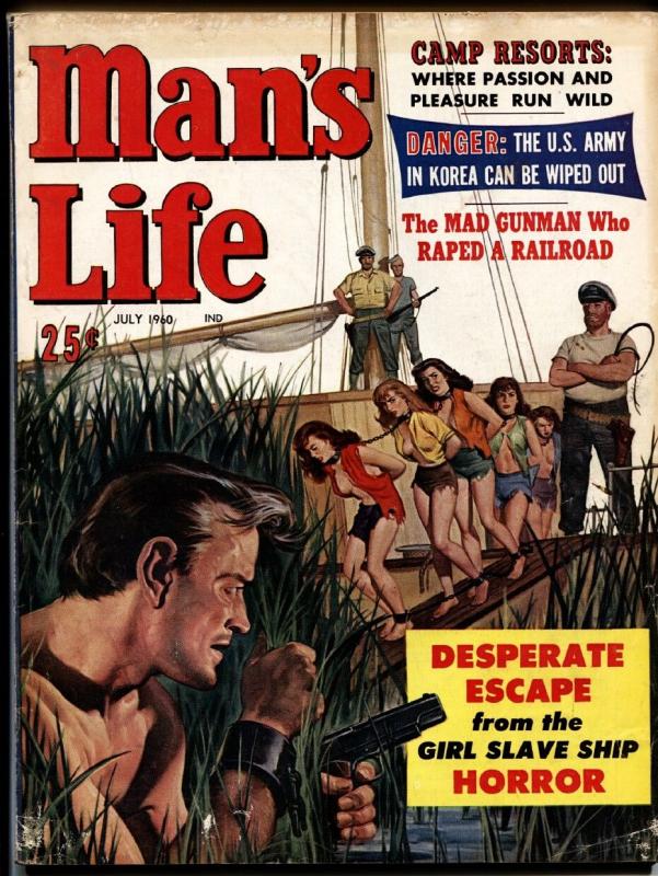 Man's Life 7/1960-WIL HULSEY white slave women chained at neck-cheescake-spicy