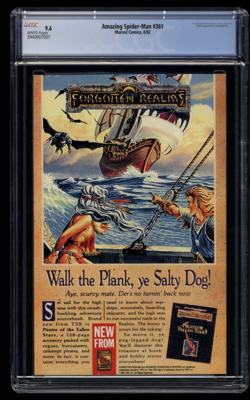 Amazing Spider-Man #361 CGC NM+ 9.6 White Pages 1st Carnage!