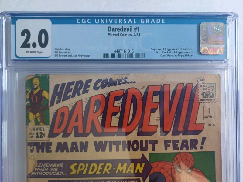 Daredevil #1 -  1st Appearance Daredevil Fogey Karen Page - KEY - 1964 - CGC 2.0