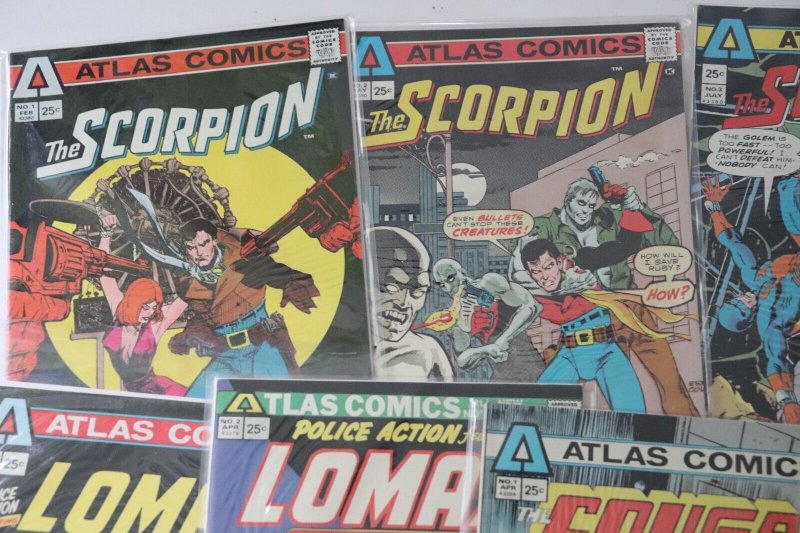 Atlas Comics Lot of  7 Scorpion Lomax Cougar Police Action