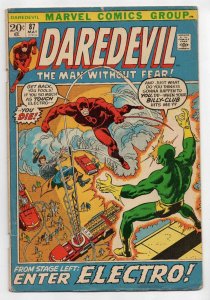 Daredevil #87 ORIGINAL Vintage 1972 Marvel Comics Electro Black Widow