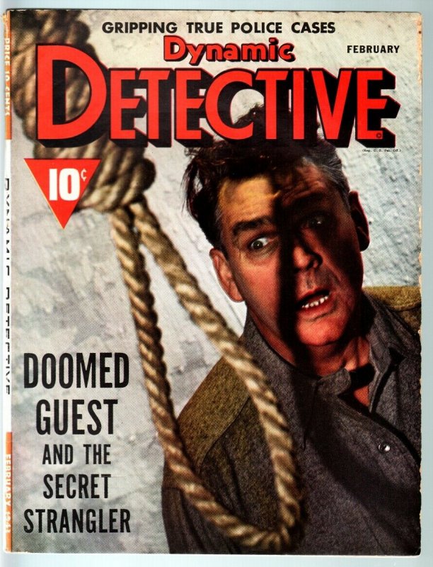 DYNAMIC DETECTIVE-1943 FEB-PULP TRUE CRIME-JOY RIDE KILLER-HANGING CVR-G/VG G/VG