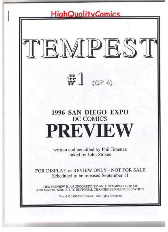 TEMPEST #1 Black and White Promo, 1996, VF/NM, Preview, more in store