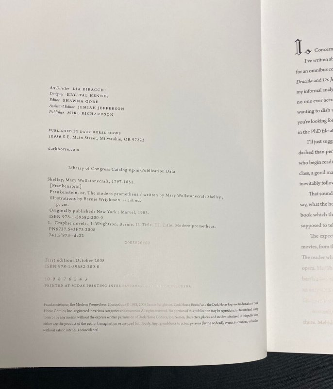 Frankenstein Mary Shelley Hardcover (EX) 2008 Signed by Bernie Wrightson w COA