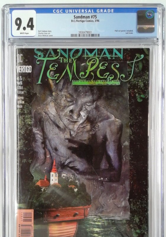 SANDMAN 75 (1989) CGC 9.4 LAST ISSUE WITH POSTER (SLAB GRADE)