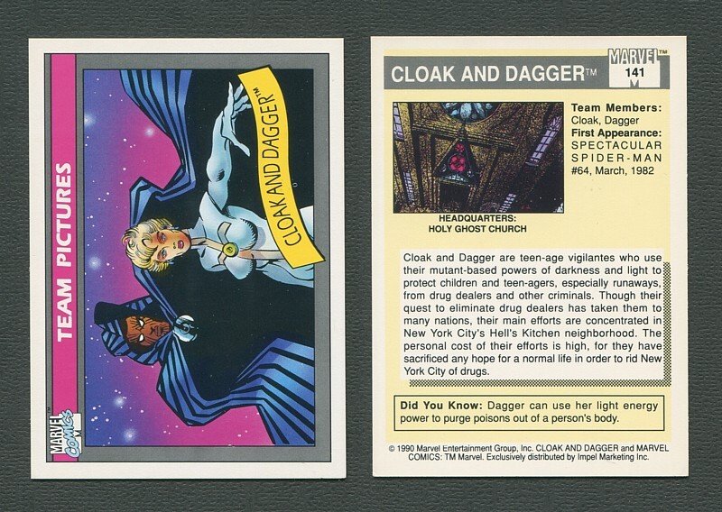 1990 Marvel Comics Card  #141 ( Cloak & Dagger ) MINT