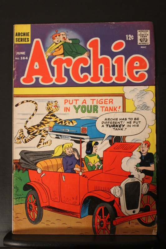 Archie #164 (1966) High-Grade VF Put A Tiger In Your Tank! Jealopy Cover Wow!