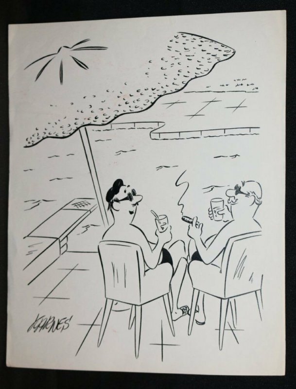 Rich Smug Guys by the Pool Gag - Signed art by Harley Karnes | Comic ...