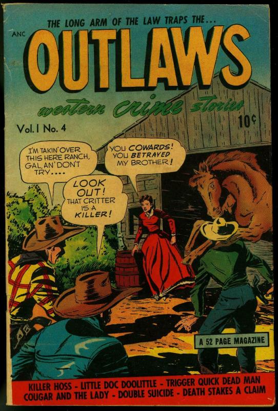 OUTLAWS #4 1948 WESTERN CRIME JOE ORLANDO UNIQUE ART VG/FN